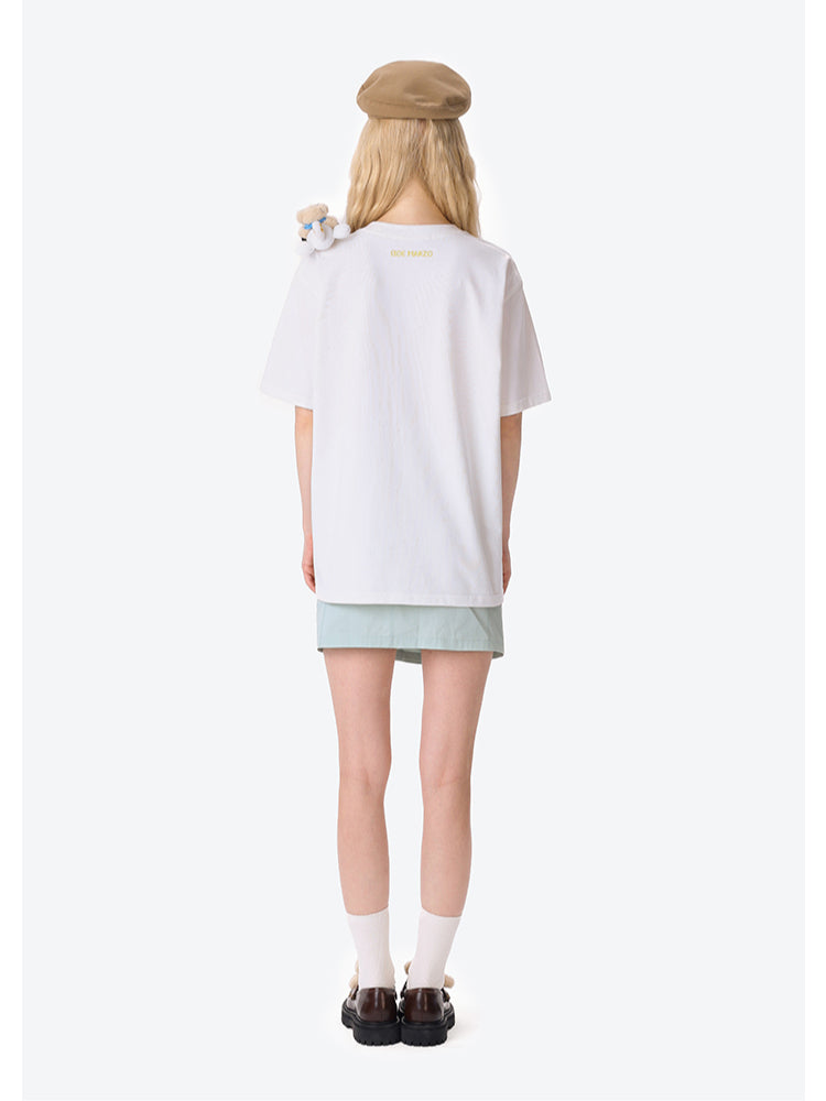 Map Illustration Crew Neck Short Sleeve T-shirt