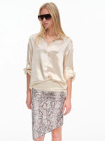 Acetate Satin Relaxed Polo Shirt