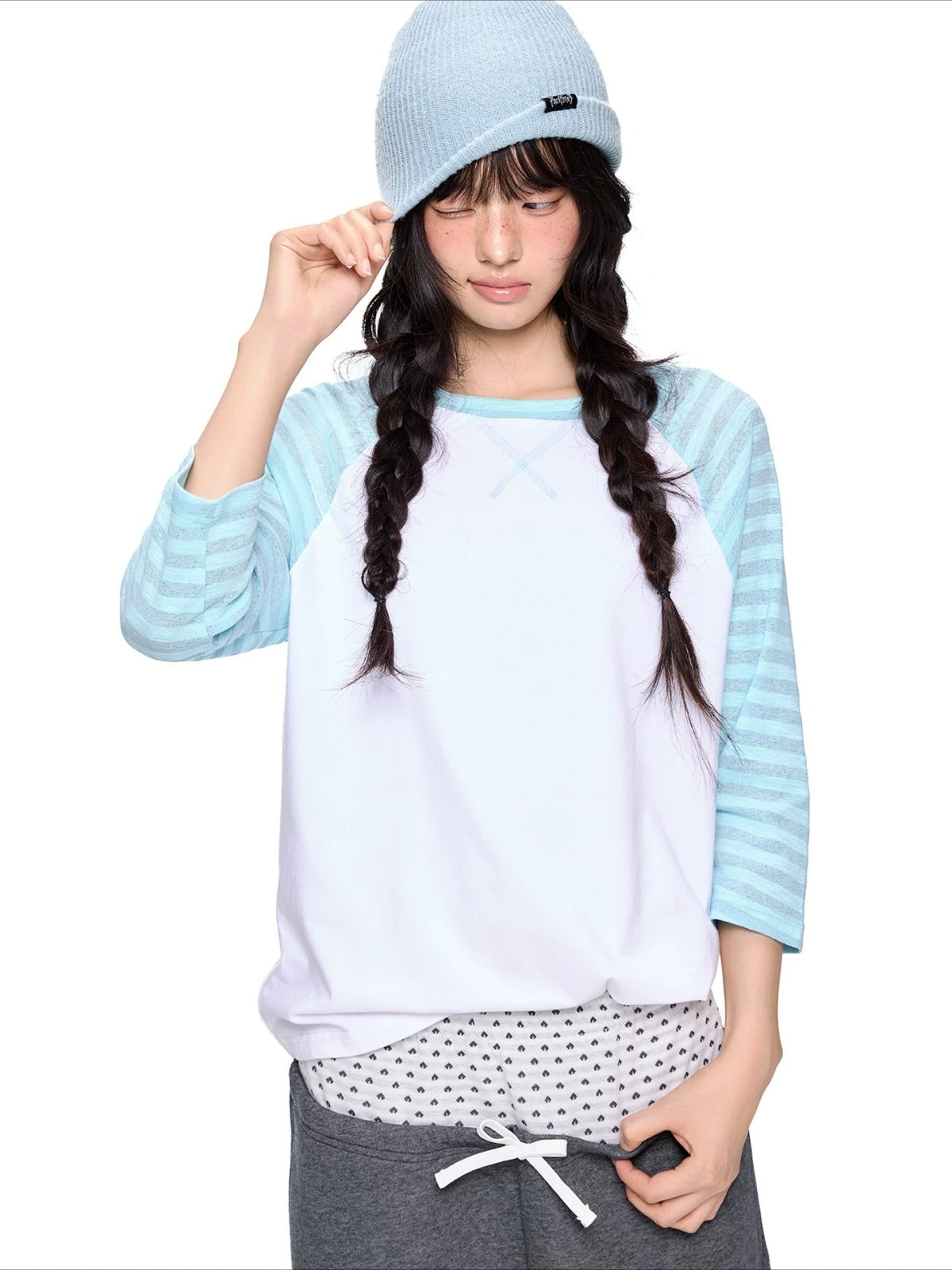 Contrast Stripe Dot Tee
