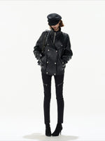 Oversized Double-Breasted PU Leather Jacket