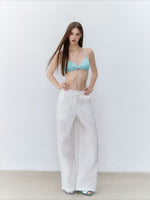 Beige Drawstring Straight Pants