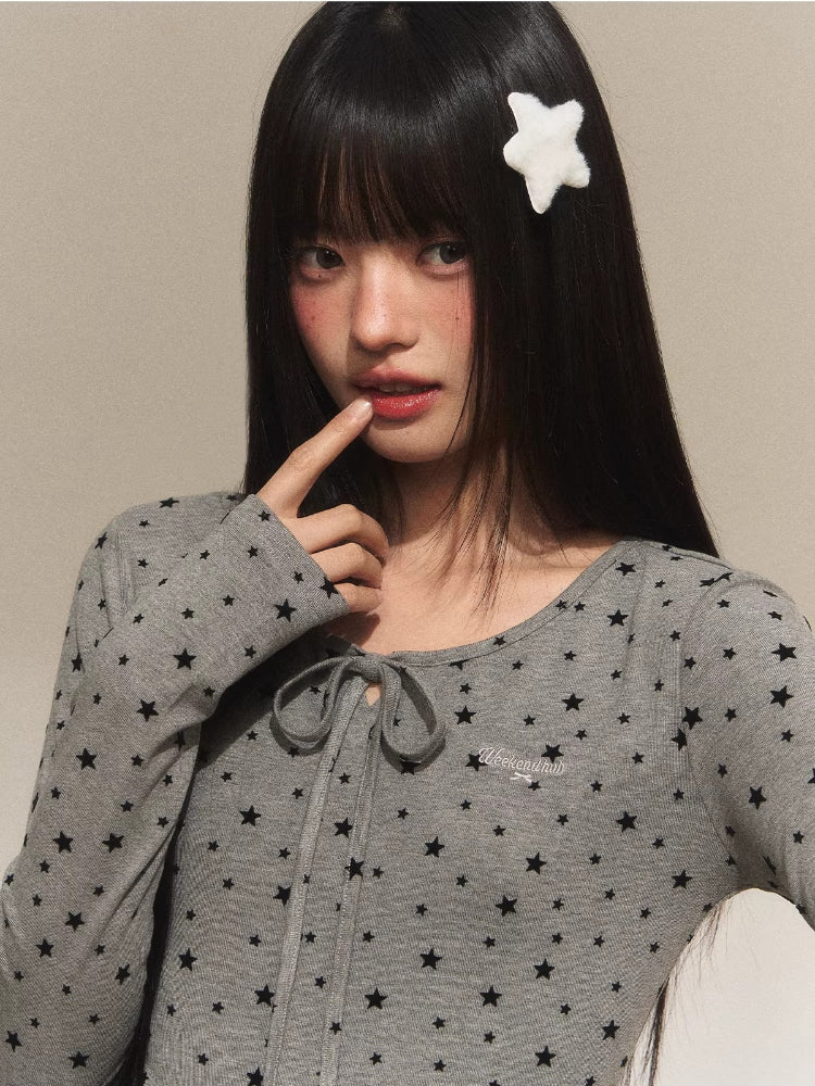 Star Ruffle Waist Knit Top