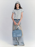 Striped Shell Button Cardigan