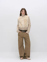 Faux Fur Ribbed Knit Patchwork Jacket