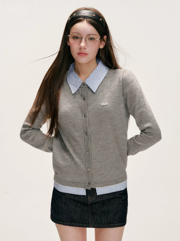 Plaid Trim Denim Skirt