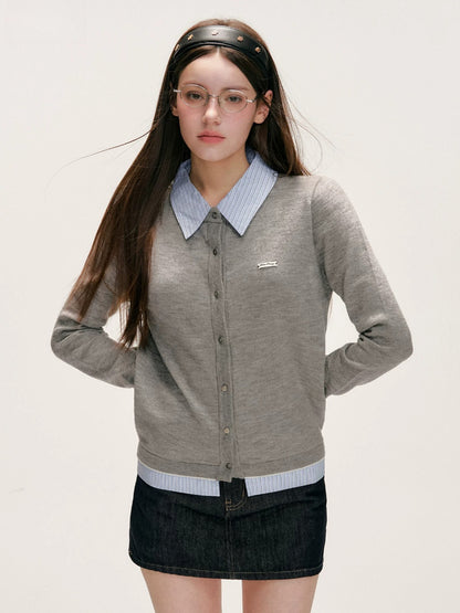 Plaid Trim Denim Skirt