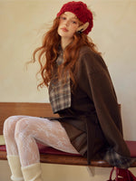 Plaid Panel Wool Cropped Jacket
