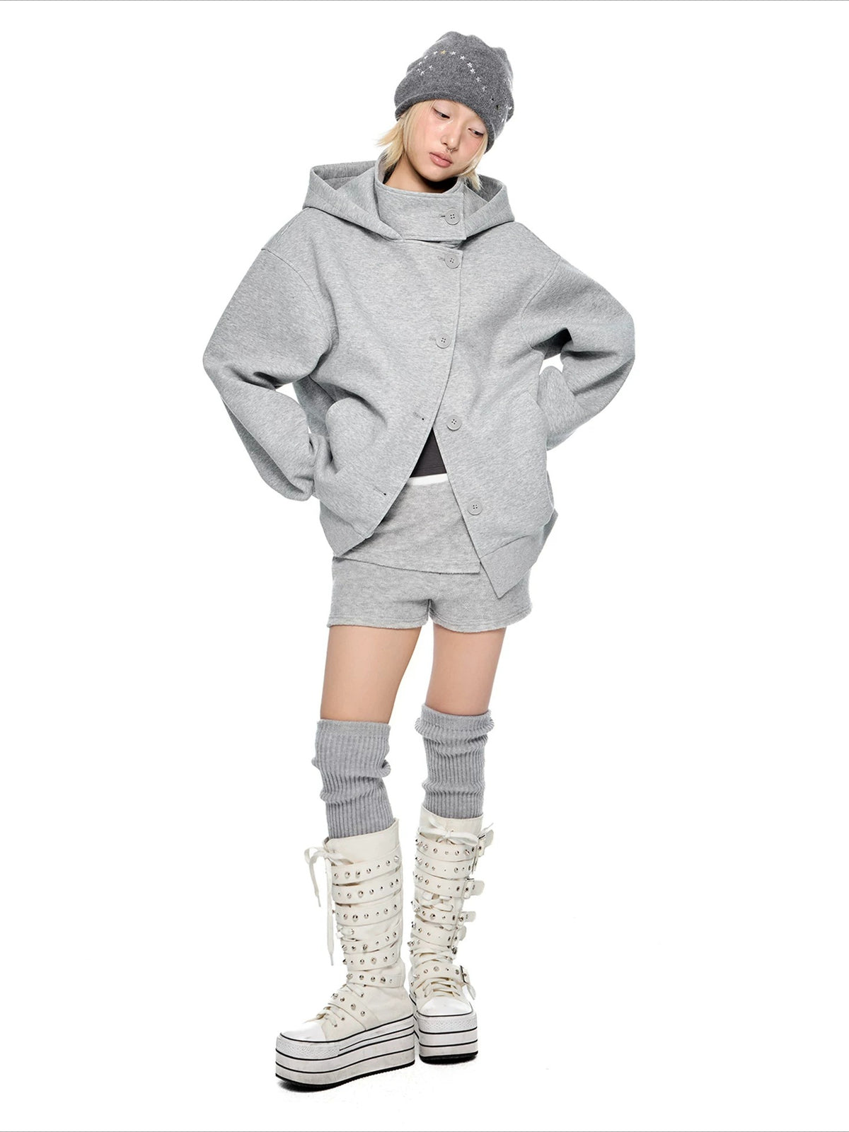 Hooded Wool Blend Jacket