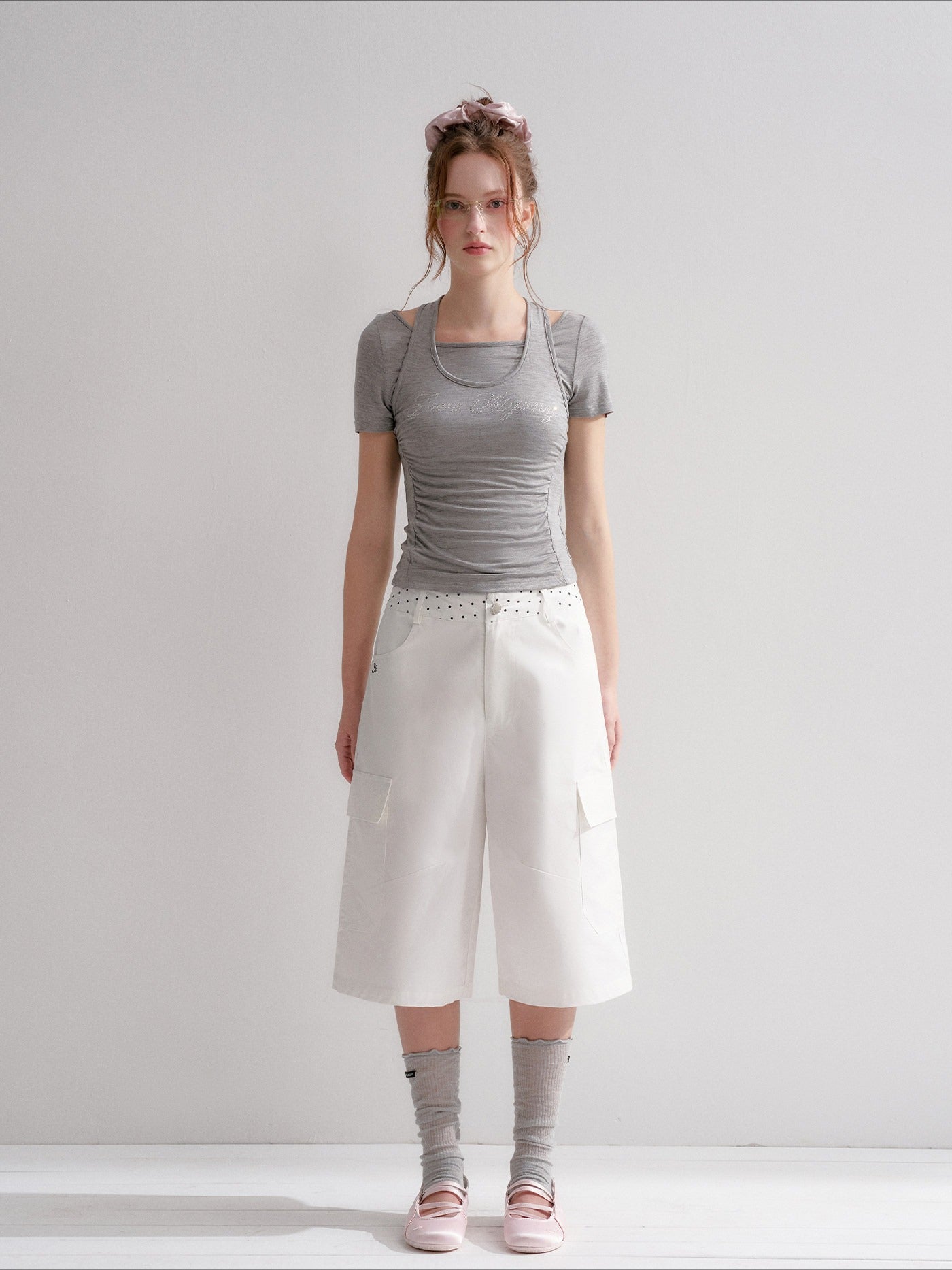 White Polka-Dot Cargo Culottes