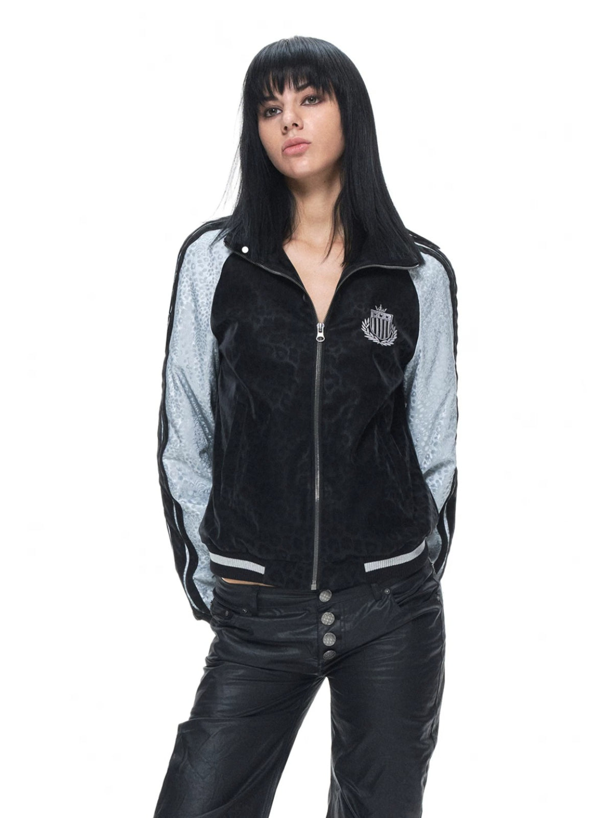 Y2K Leopard PU Patch Jacket