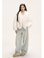 White Faux Fur Down Jacket