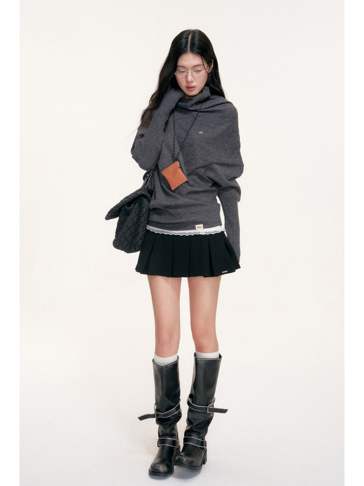 Cape Cut Turtleneck Batwing Sweater