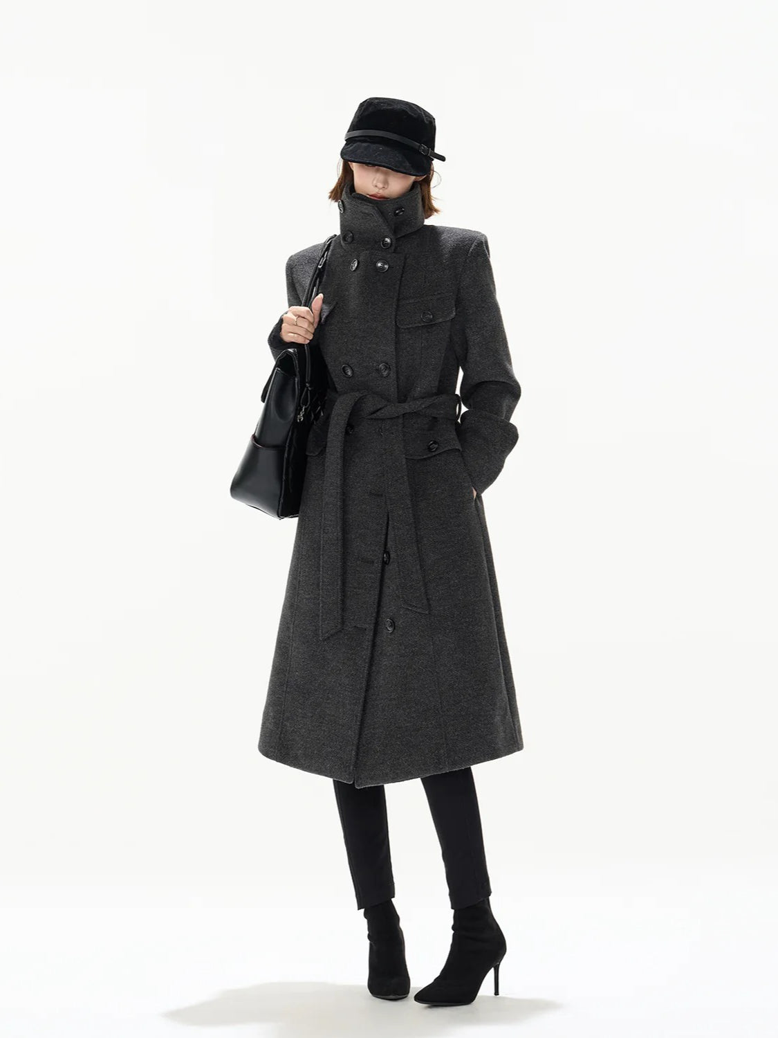 Gray Double Breasted Wool Coat