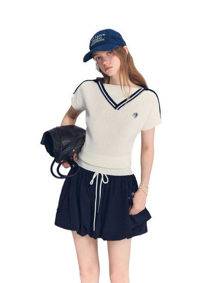 Contrast Knit Top