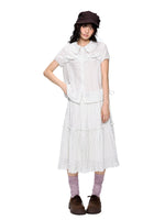 Polka Dot Collar Shirt & Skirt Set