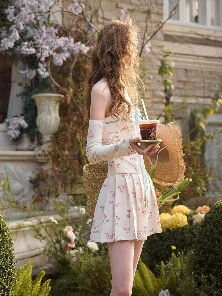 Blue Velvet Floral Knit Dress