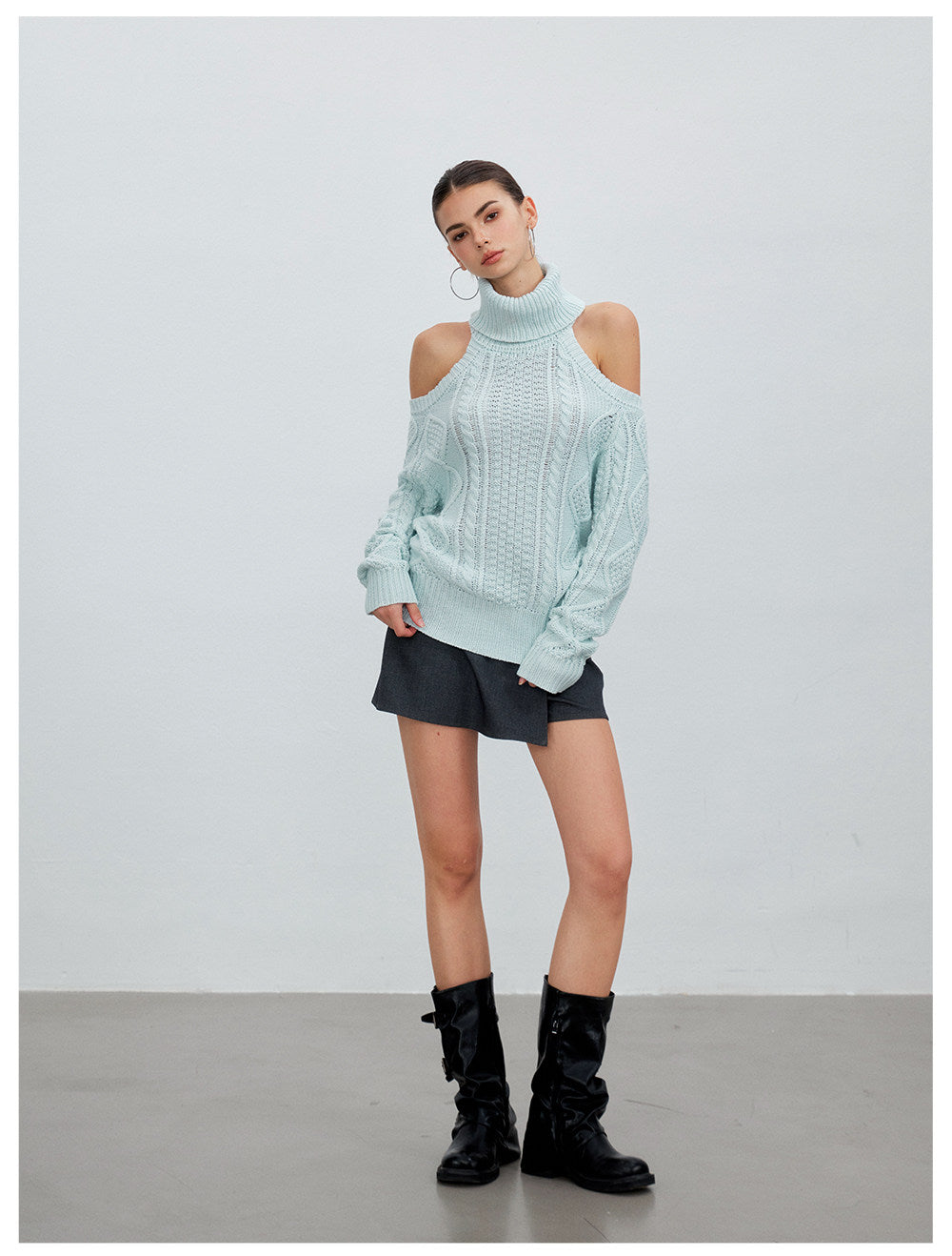 Cold Shoulder Turtleneck Knit