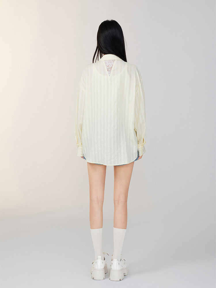 Lace-Trimmed Floral Shirt
