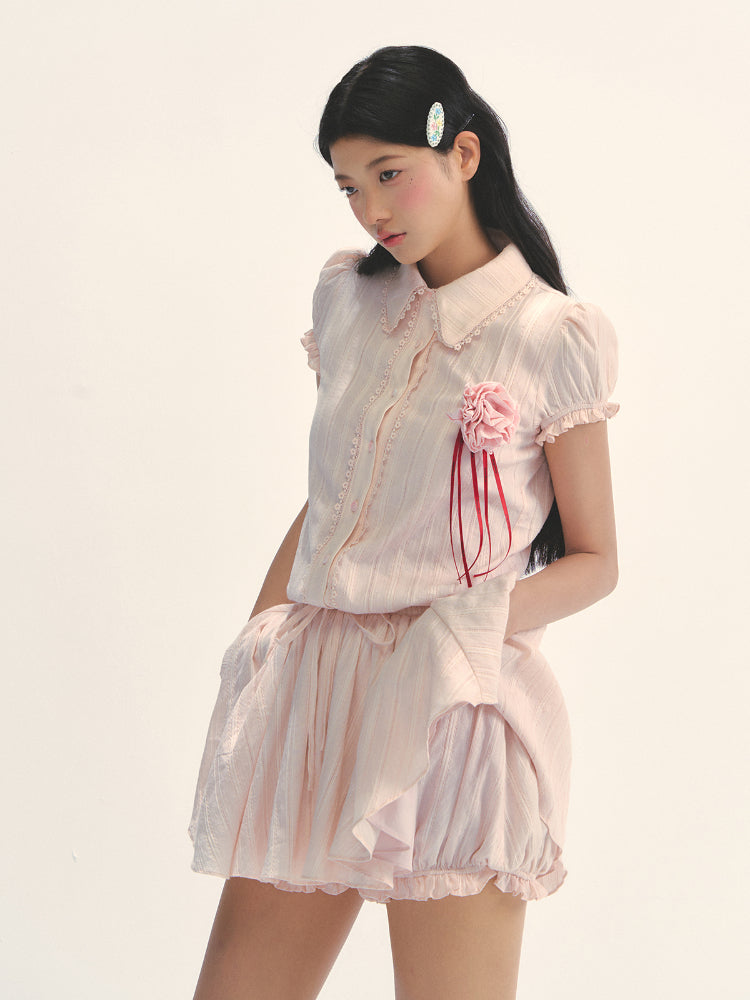 Pink Shirt-style Waist - cinched Dress