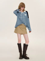 Vintage Striped Polo Lace Top