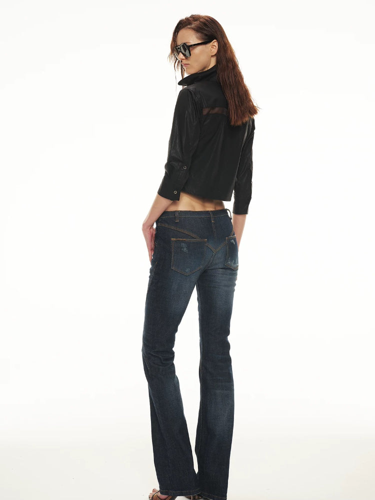 Coated Cutout Short Shirt