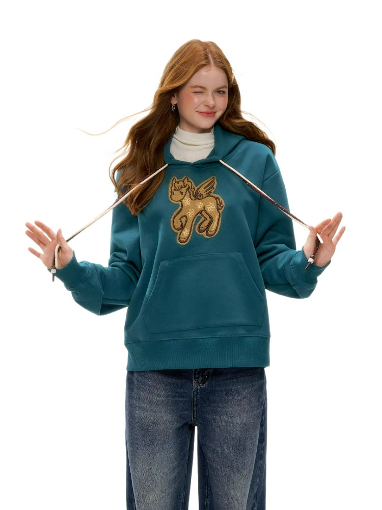Pony Embroidery Fleece Hoodie