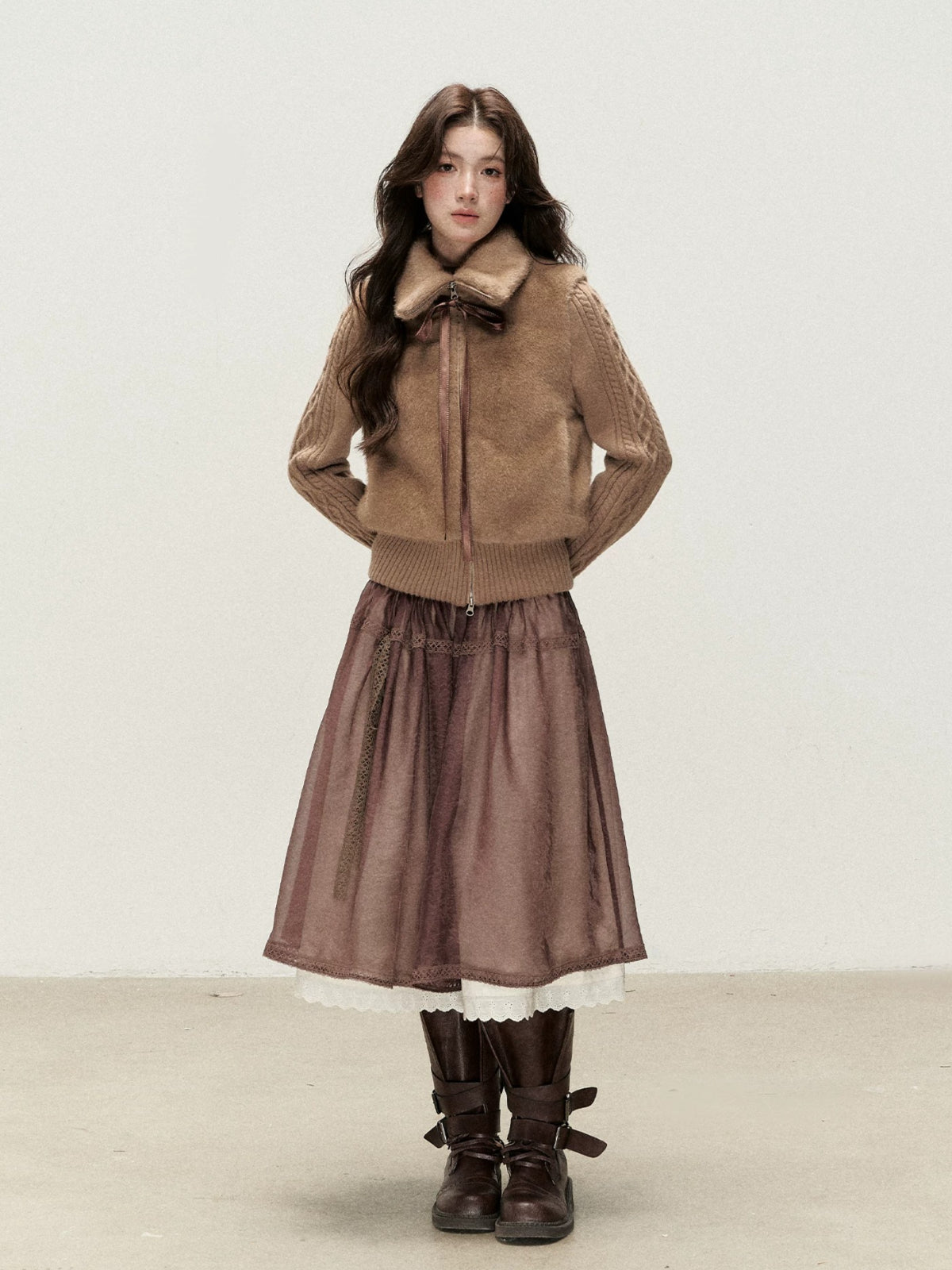 Oversized Collar Faux Fur Jacket