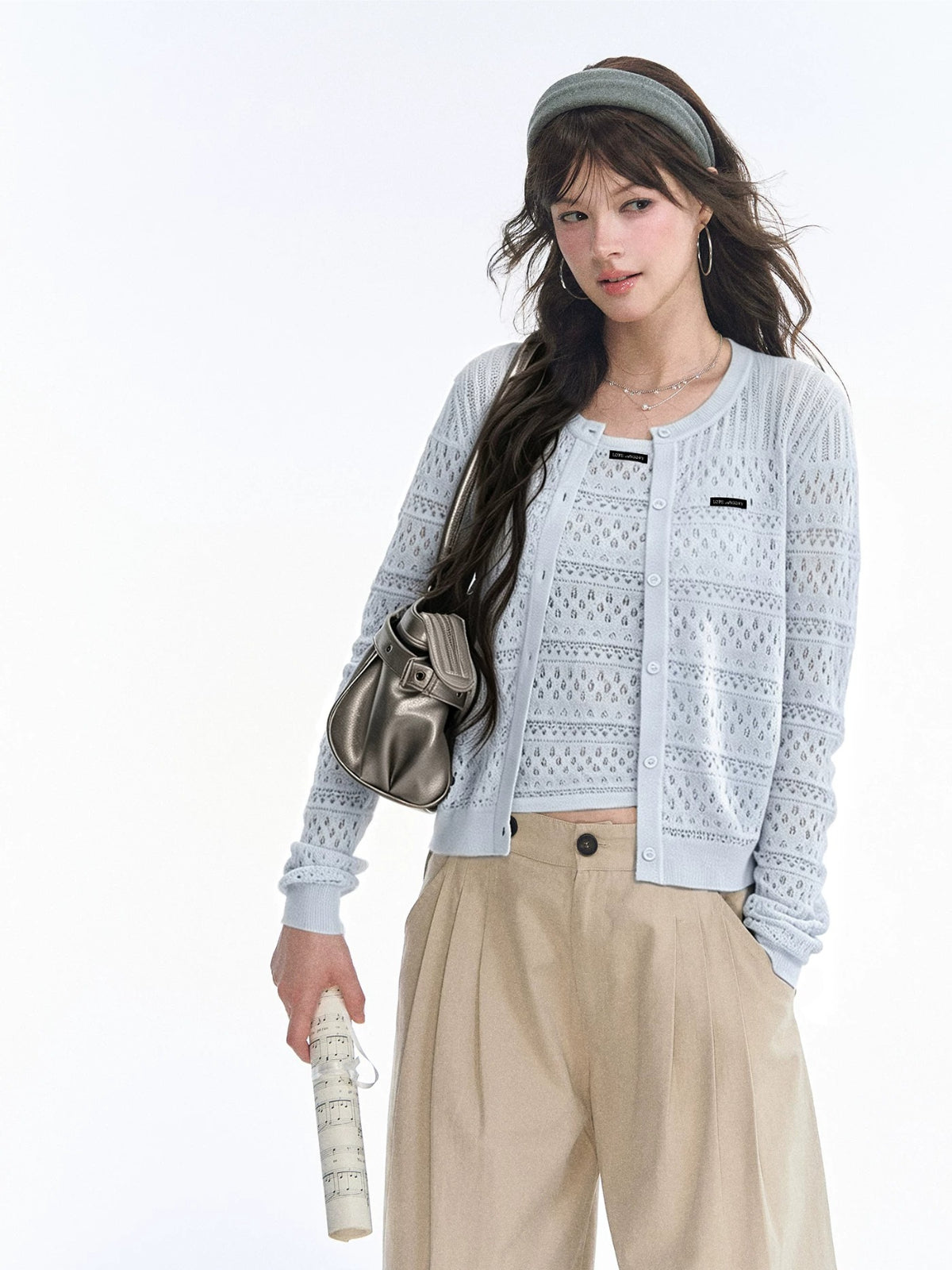 Lace Knit Cardigan &amp; Vest Set
