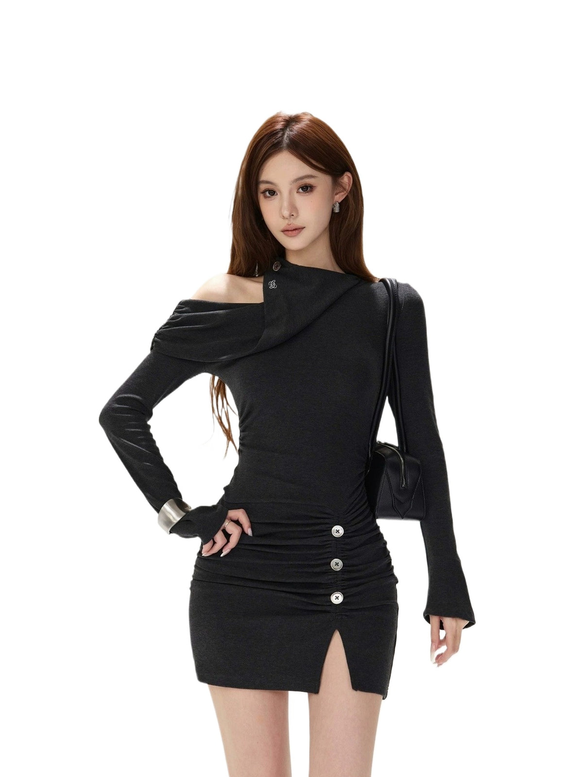 One Shoulder Ruched Dress