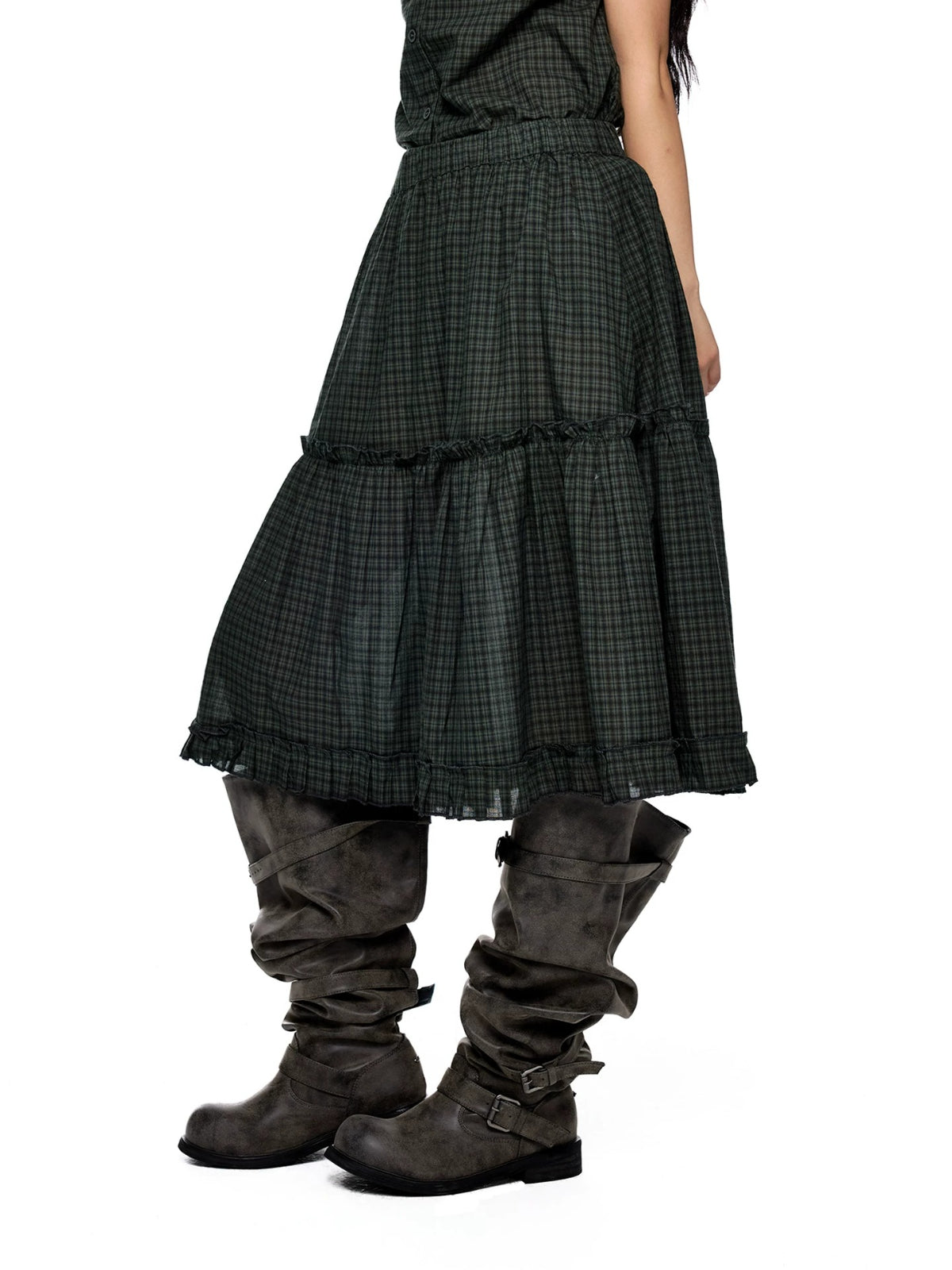 Polka Dot Collar Shirt &amp; Skirt Set