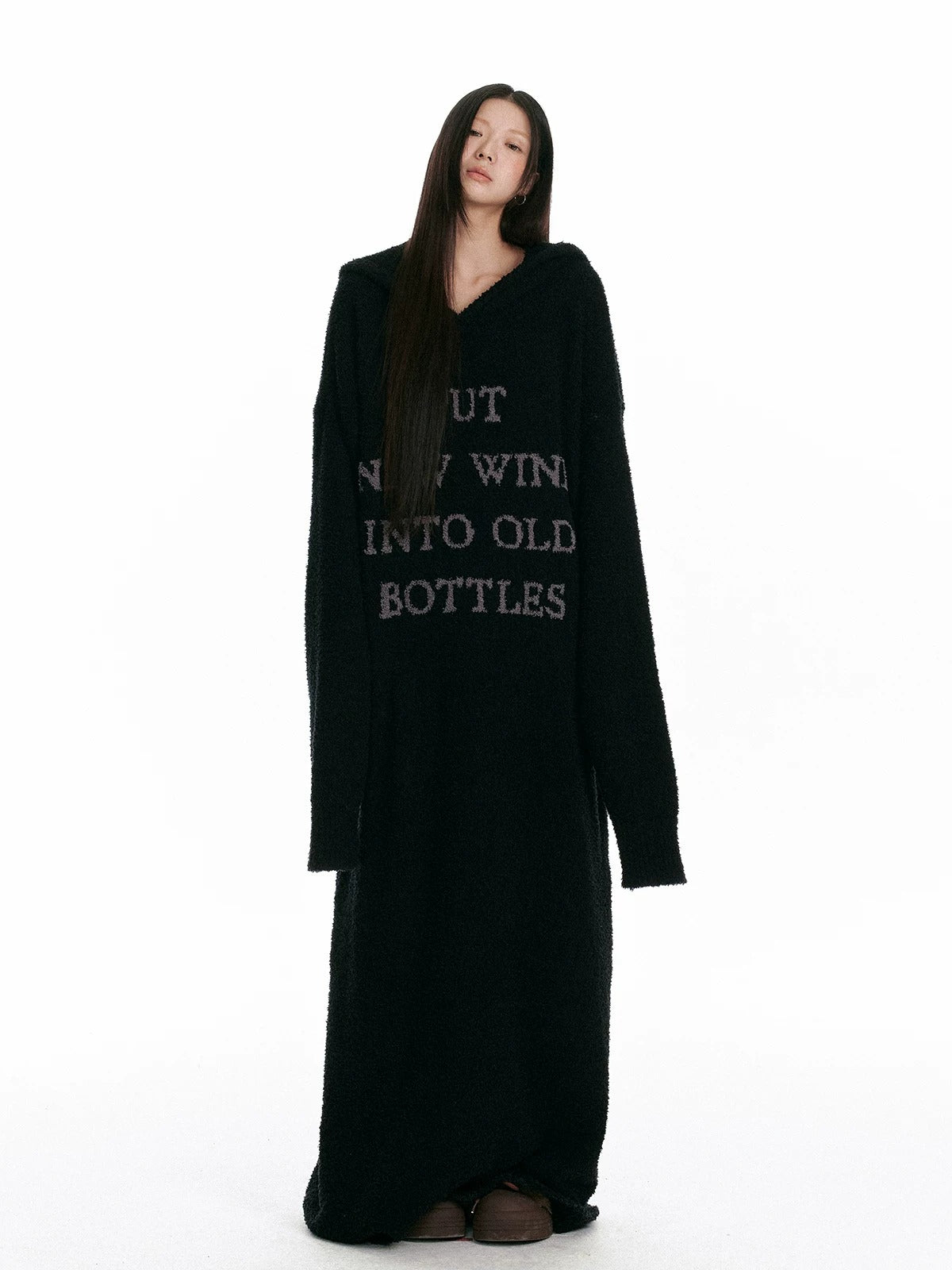 Korean Hooded Velvet Knit Dress