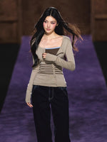 Faux Two-Piece Knit Top