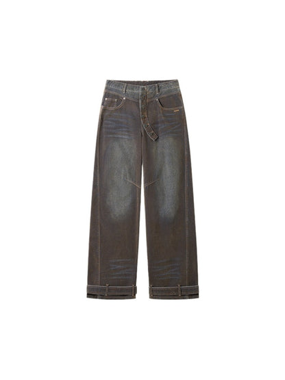 Terracotta Velvet-Washed Wide-Leg Jeans