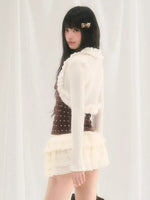 Ruffle Trim Knit Cardigan & Camisole Set