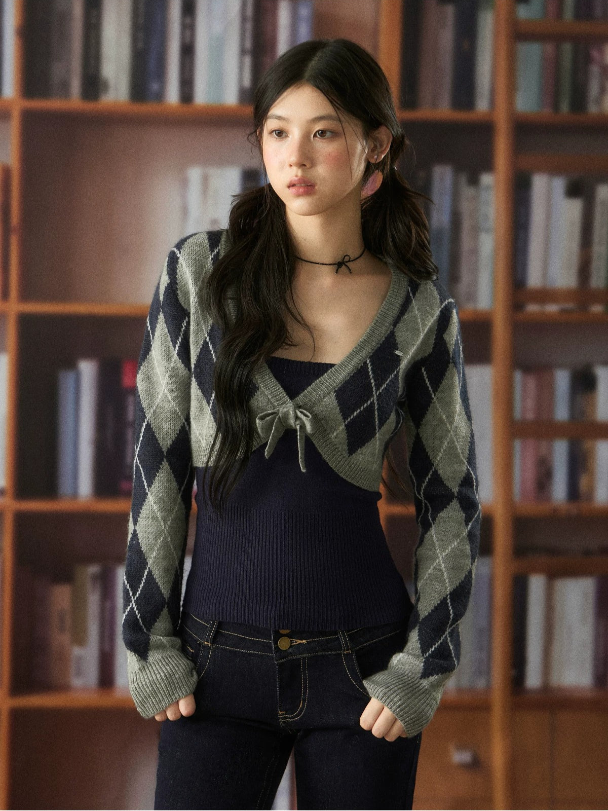 Diamond Knit Cardigan Set