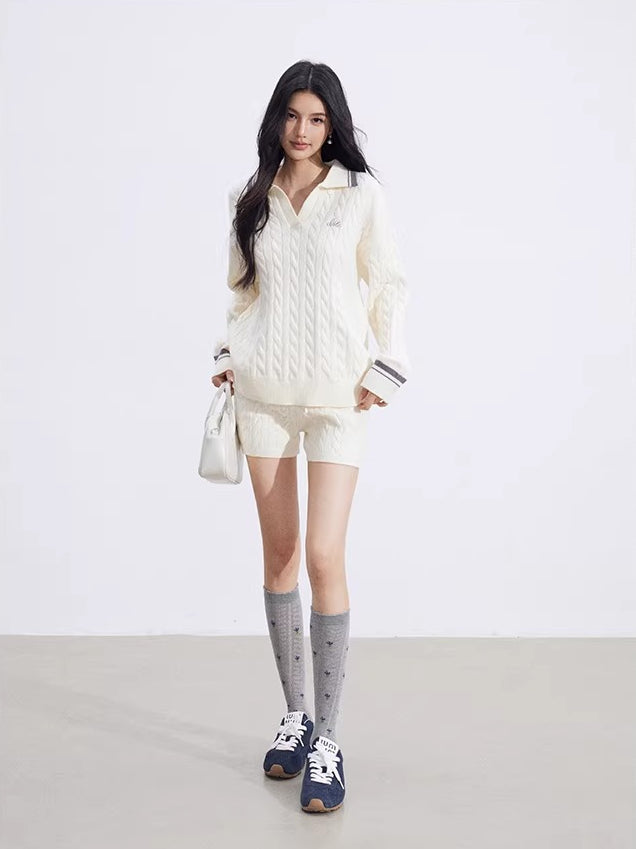 Colorblock Knit Polo &amp; Shorts Set