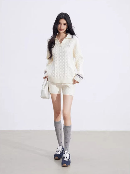 Colorblock Knit Polo &amp; Shorts Set