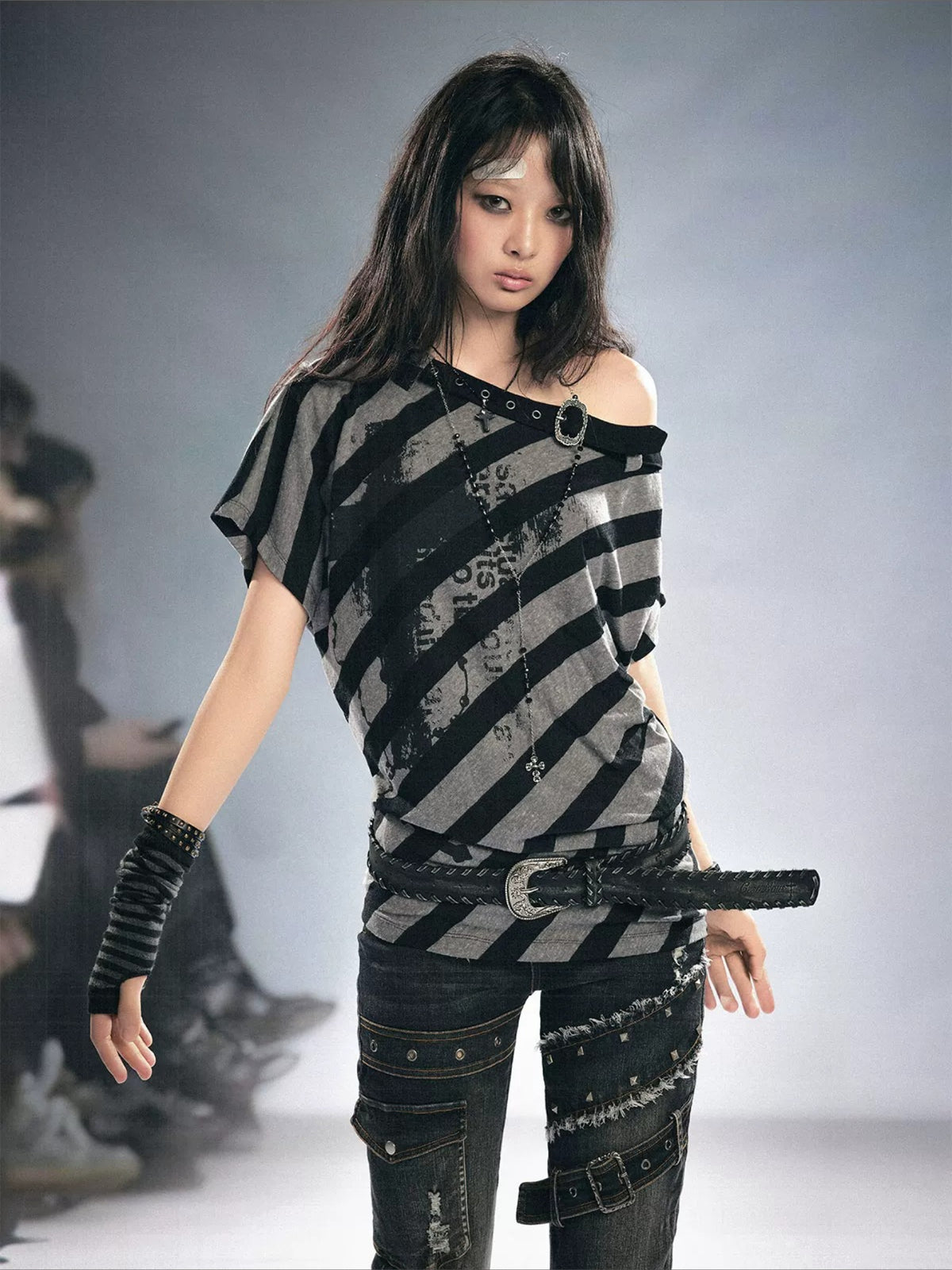Off Shoulder Stripe Tee