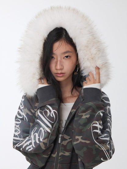 Camo Embroidered Hoodie Sweat Set