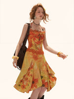 Sunset Floral Halter Midi Dress