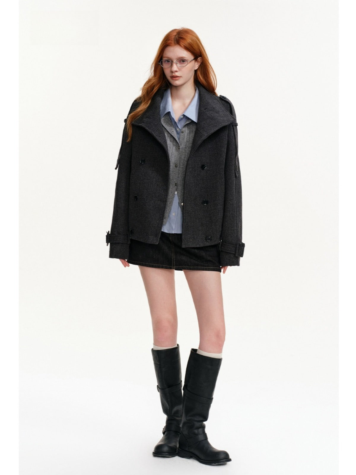 Vintage Double Breasted Stand-Collar Jacket