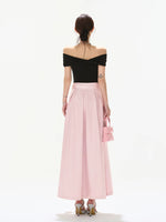 Off-Shoulder Satin Maxi Dress
