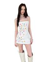 Embroidered Strap Mini Dress