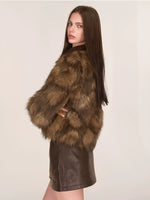 Asymmetric Collar Faux Fur Jacket