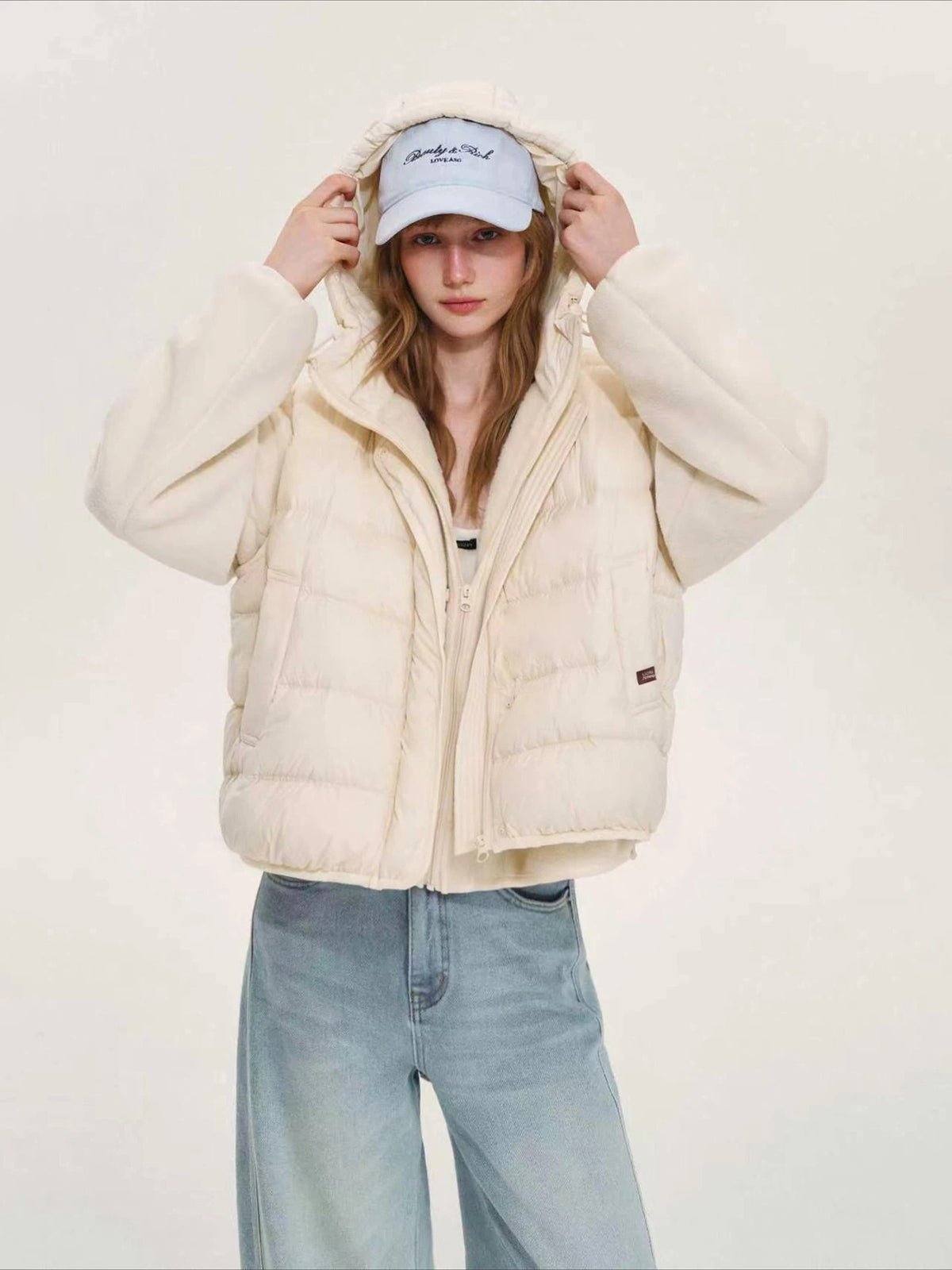 Hooded Fleece Down Vest Two-Piece Set