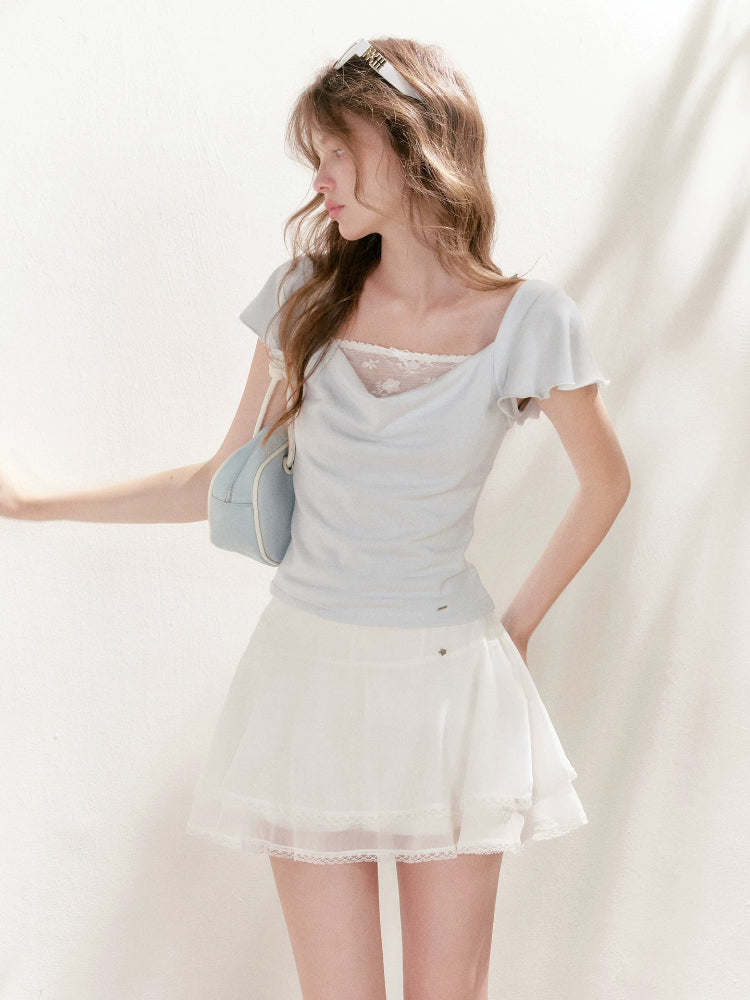 Lace Chiffon Layered Skirt