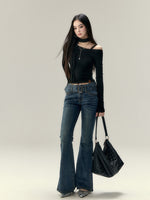 Wool Blend Asymmetric Shoulder T-Shirt