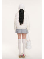 Faux Fur Knit Sleeve Down Jacket