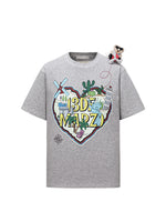 Map Illustration Crew Neck Short Sleeve T-shirt