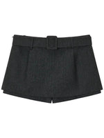 Wool Belted A-Line Skort